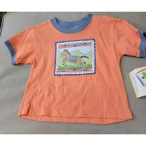 Vintage Mulberribush Kids Horse Graphic Orange Short Sleeve T-Shirt 12M 100% Cot